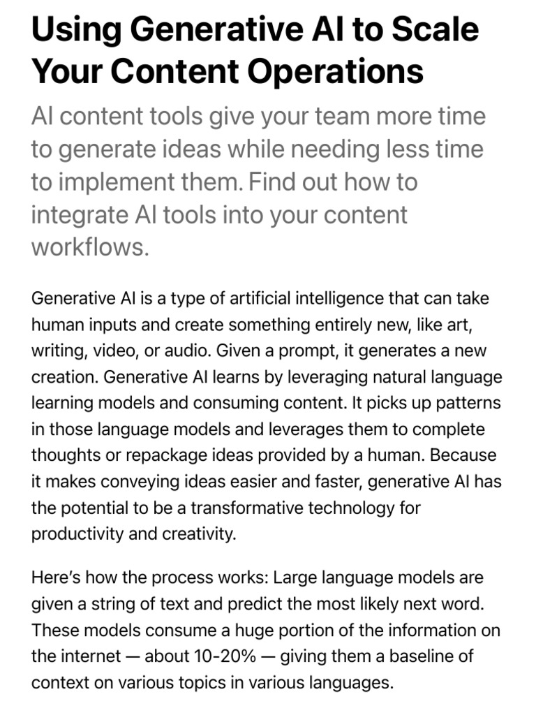 Using Generative AI to Scale Your Content Operations | PDF