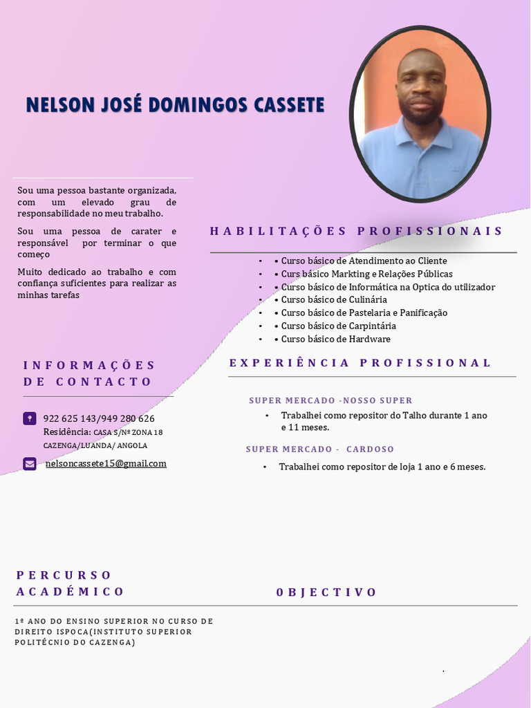 CV1 Modelo Moderno Curriculo Nelson Cassete - 044 | PDF