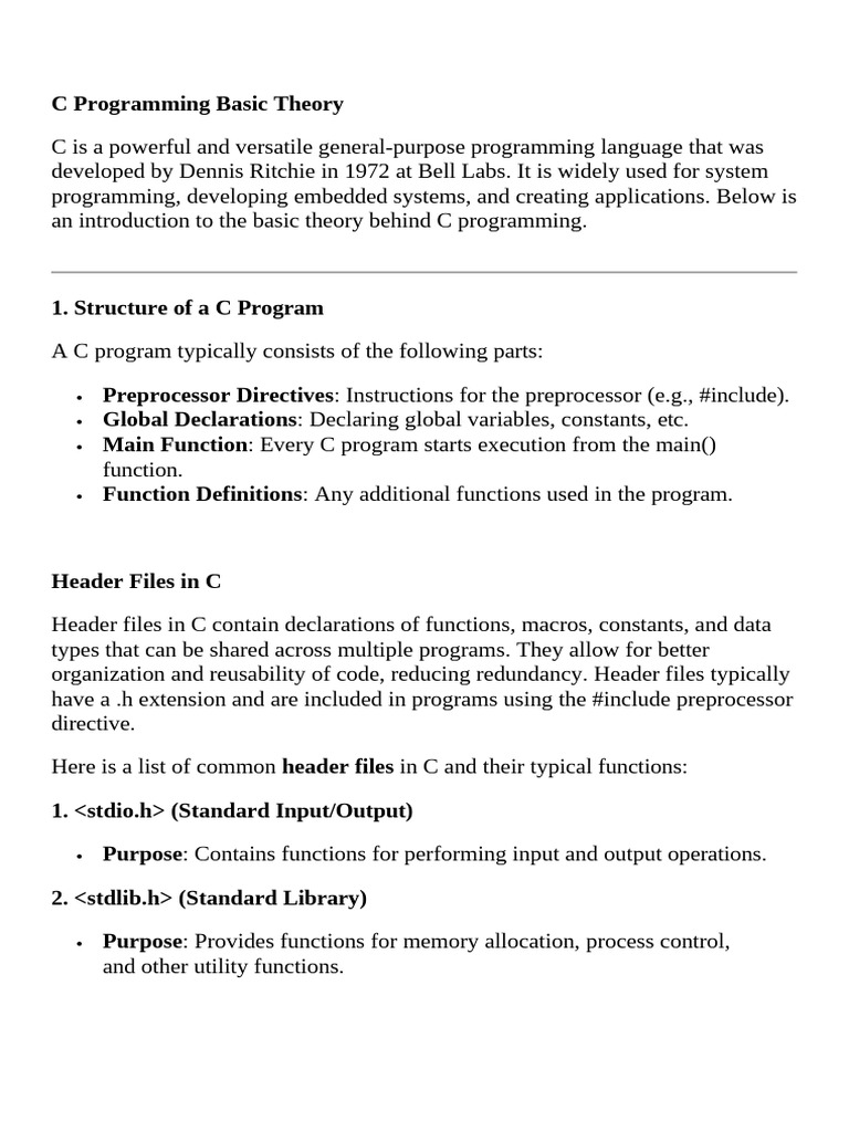 C Part-1 Program All Basics | PDF | Data Type | Pointer (Computer ...