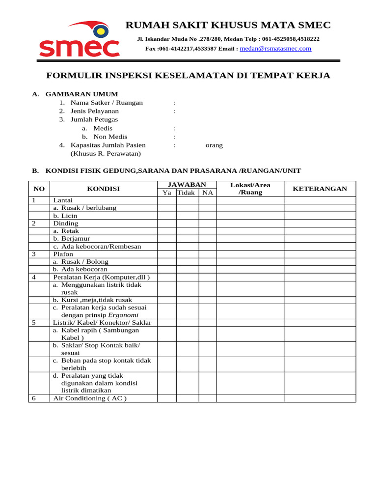 Form Inspeksi Fasilitas k3 | PDF