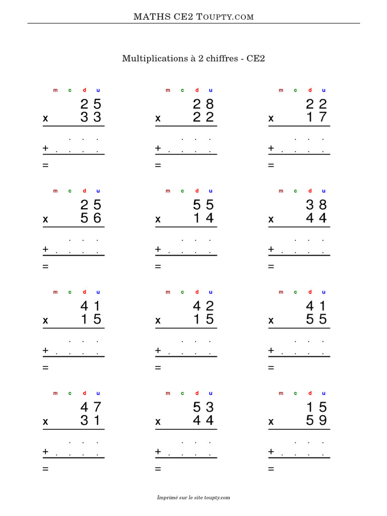 Multiplication Ce2 2 Fiche 4 | PDF