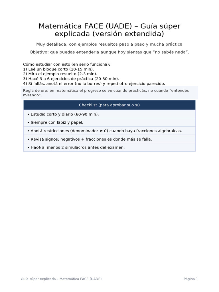 Guia UADE FACE Matematica Super Explicada v3 | PDF | Factorización ...