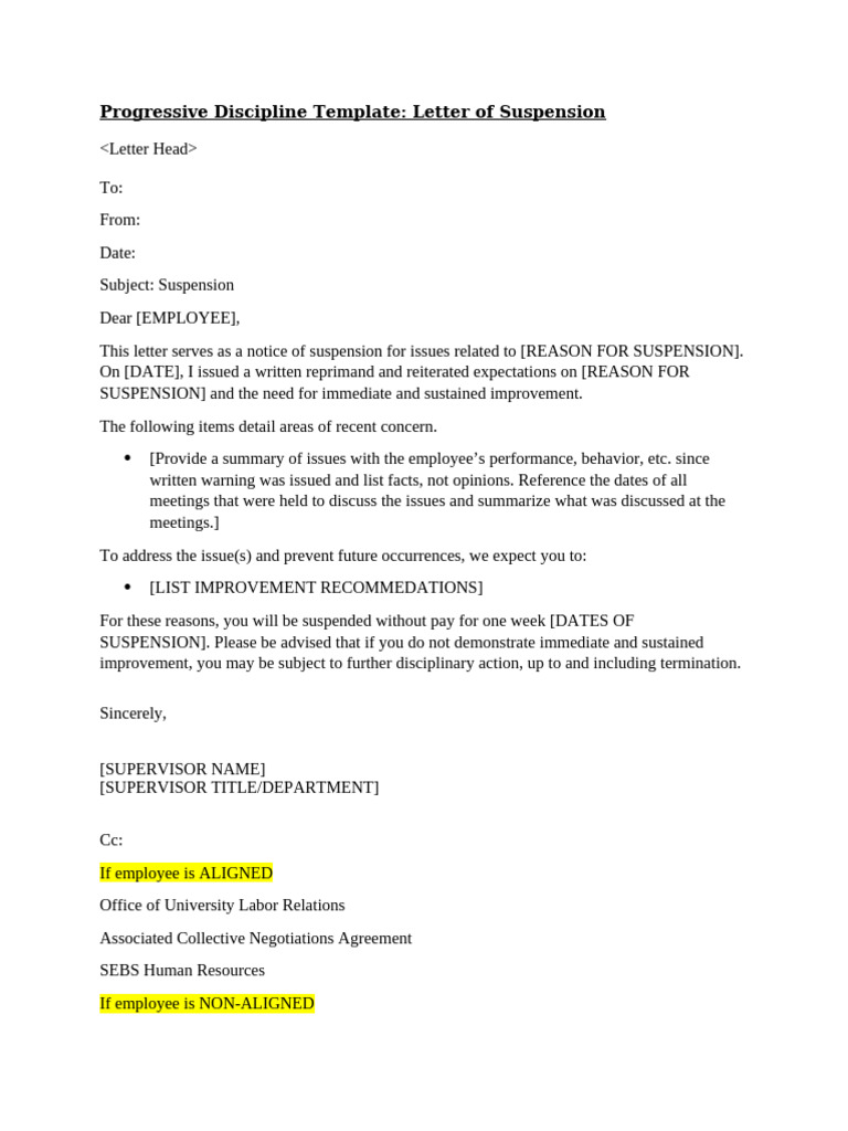Letter of Suspension Template | PDF