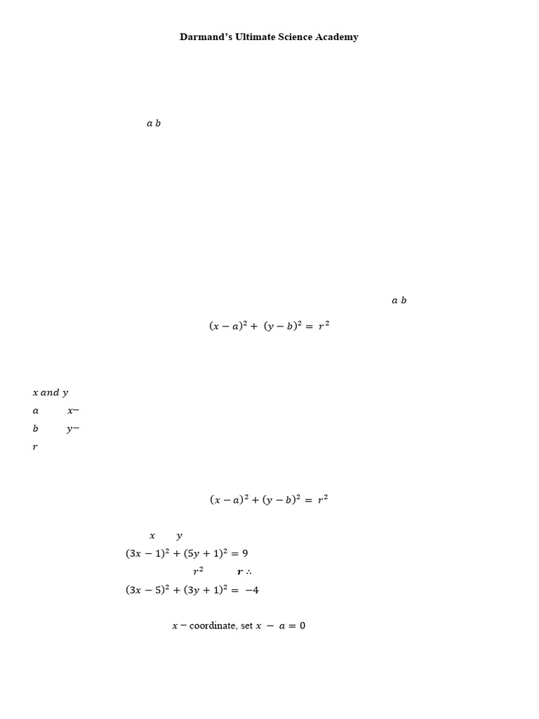 Notes Circles 2024 Final | PDF | Circle | Equations