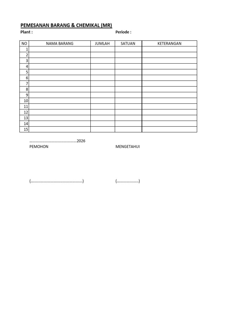 Form MR Plant | PDF