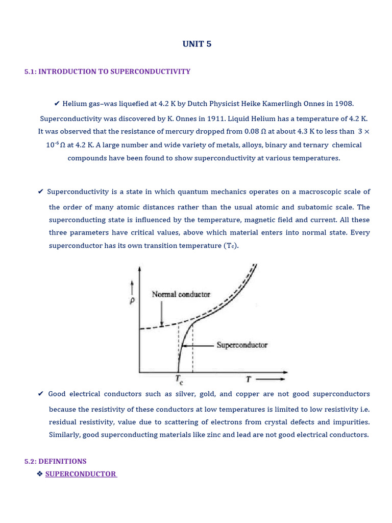 Unit 5 Superconductivity | PDF | Superconductivity | Electron