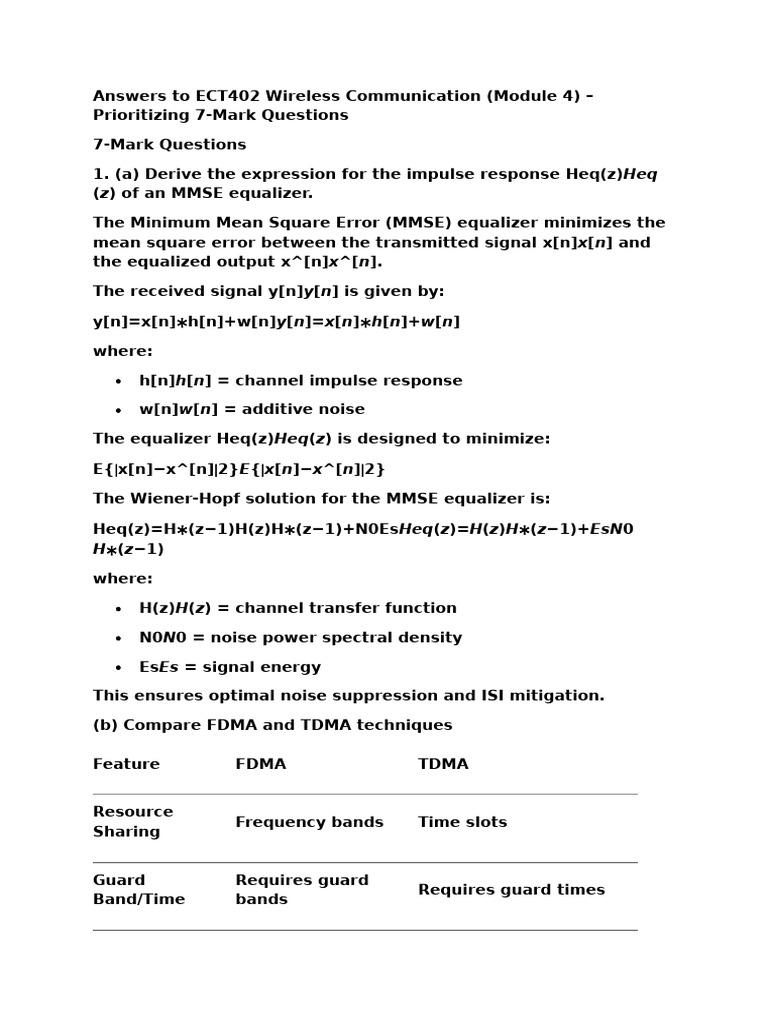 M4 Ans | PDF | Telecommunications Engineering | Telecommunications