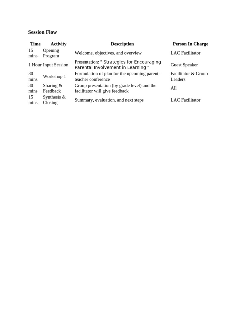 LAC Session Flow 3 | PDF