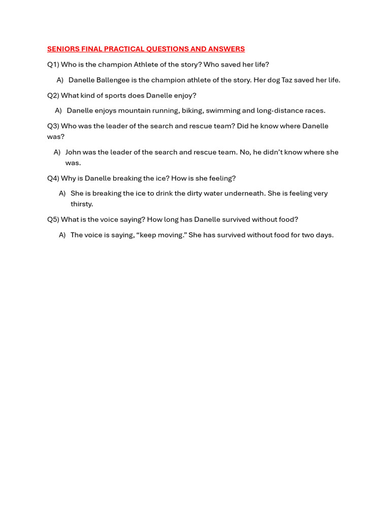 Senior English Final Practical Audio Questions and Answers | PDF