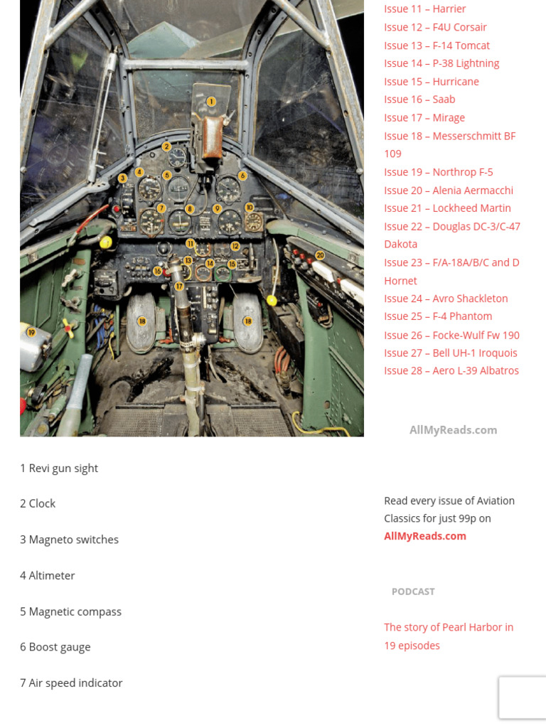 Messerschmitt BF 109E Cockpit - Aviation Classics | PDF