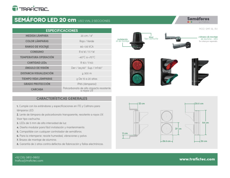 Smf-8l-Rv Semaforo Led Vial Rv 20 Cm-ft | PDF | Diodo emisor de luz ...