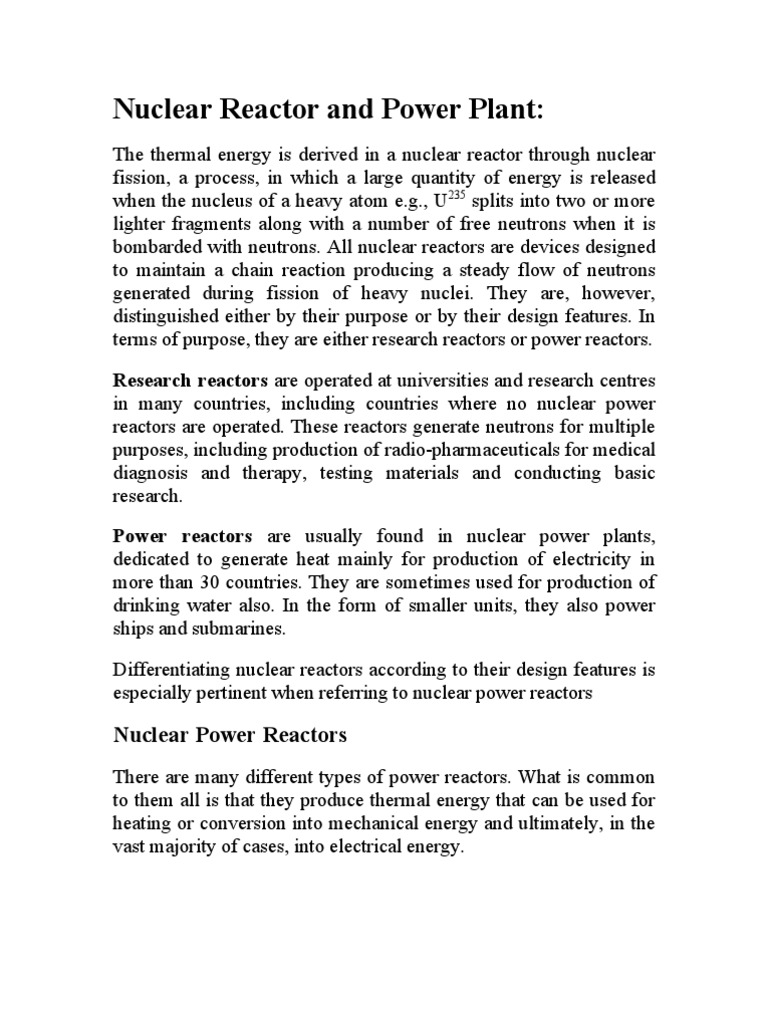 Overview of Nuclear Power Reactors | PDF | Nuclear Reactor | Nuclear ...