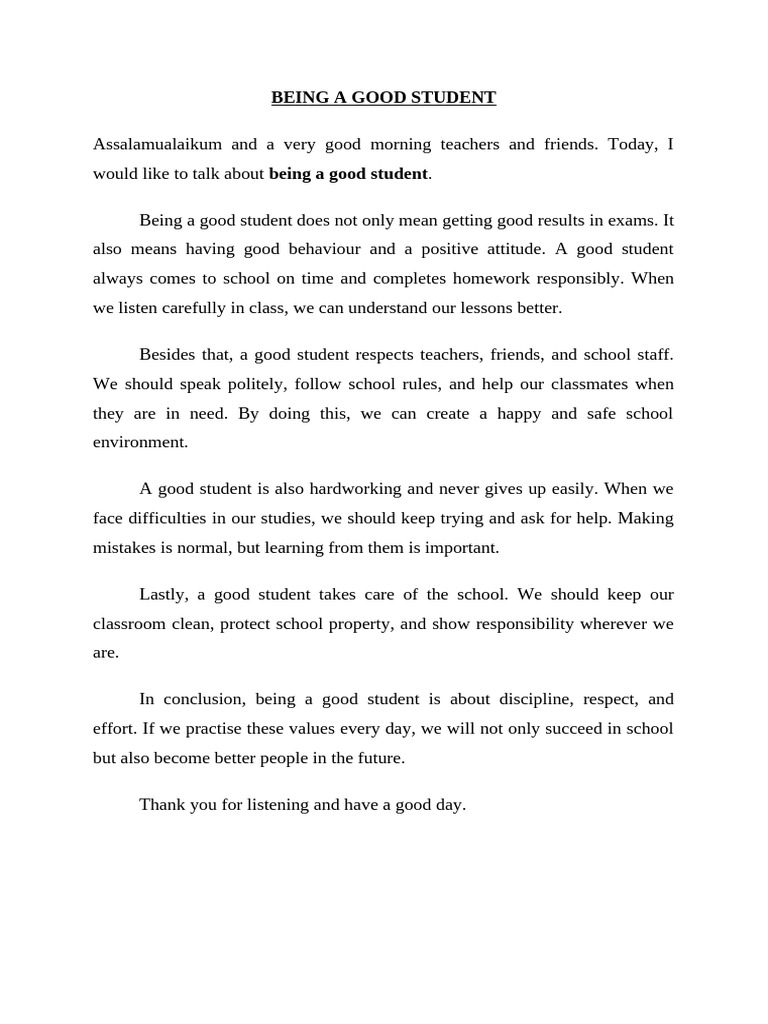 Being A Good Student | PDF