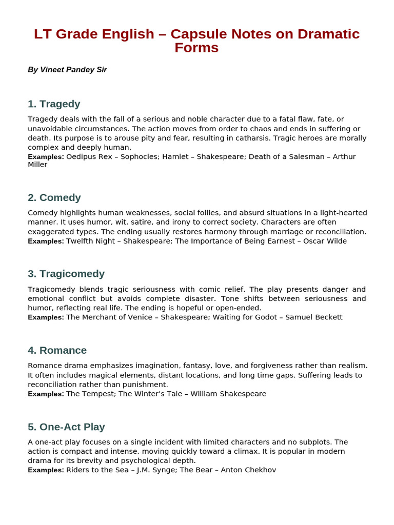 LT Grade Dramatic Forms Capsule Vineet Pandey | PDF