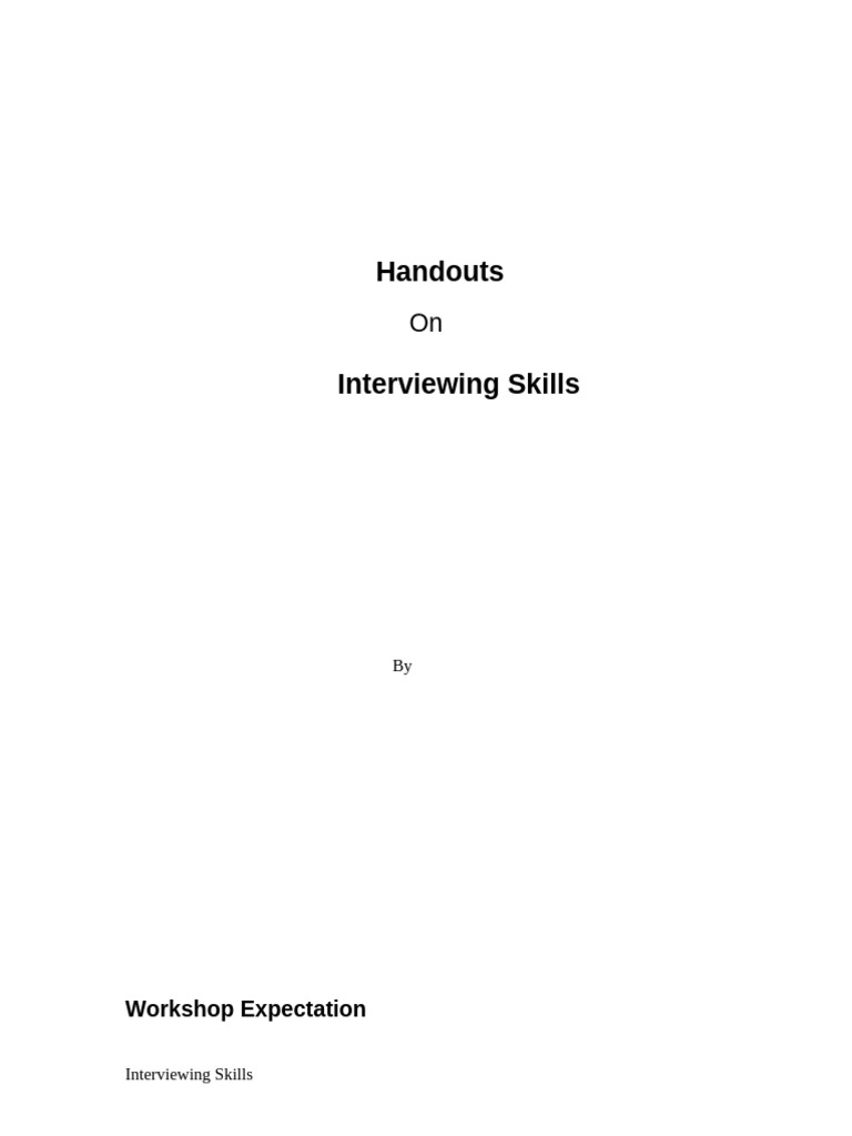 Handouts On Interviewing Skills - c2c | PDF | Recruitment | Leadership