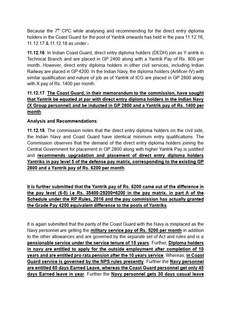 7th CPC YP Recommendations | PDF