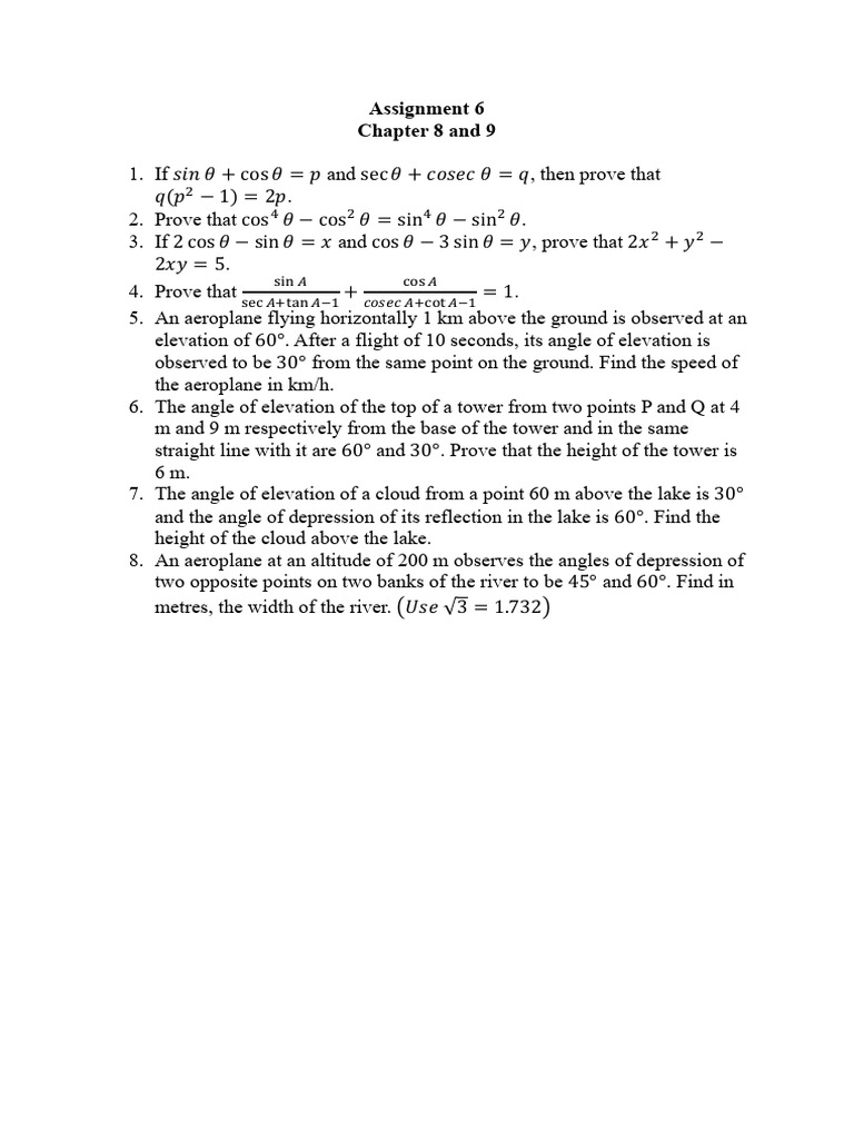 Assignment 6 Class 10 | PDF