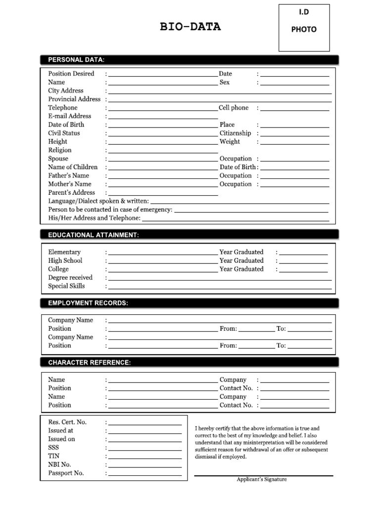 Bio Data PDF Filipino Business Hub | PDF