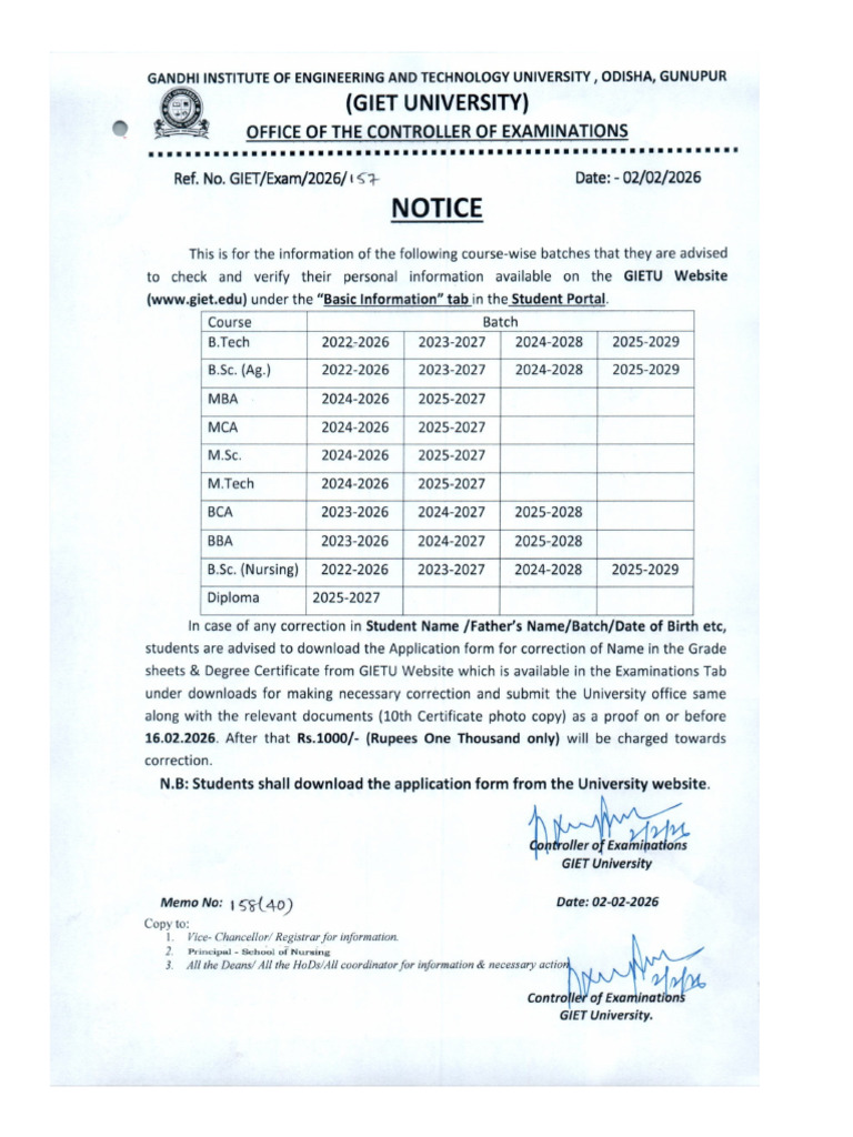 Student Name Correction Notice. 02.02.2026 | PDF