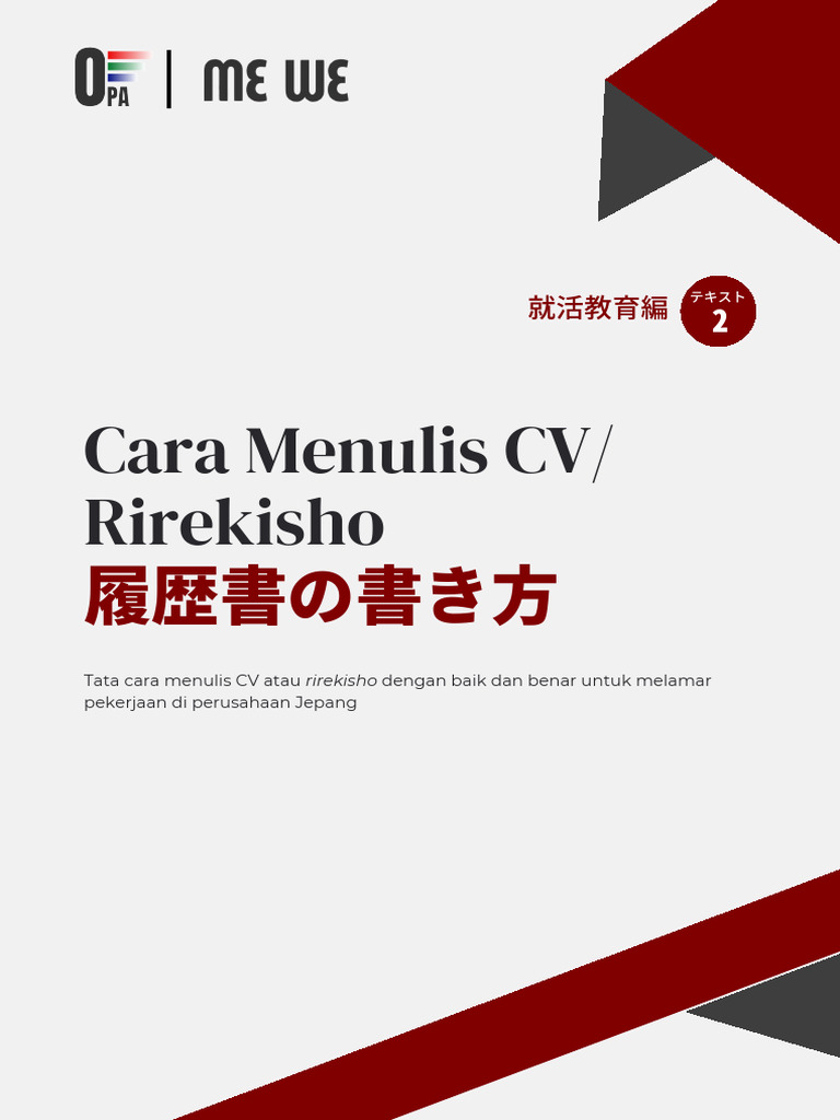Cara Menulis Rirekisho WORK JAPAN 2025 | PDF