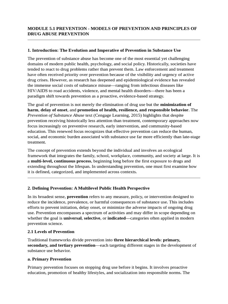 Module 5.1 Prevention - Models of Prevention and Principles of Drug ...