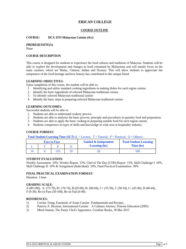 DCA 3553 Malaysian Cuisine | PDF | Malaysia | Cooking
