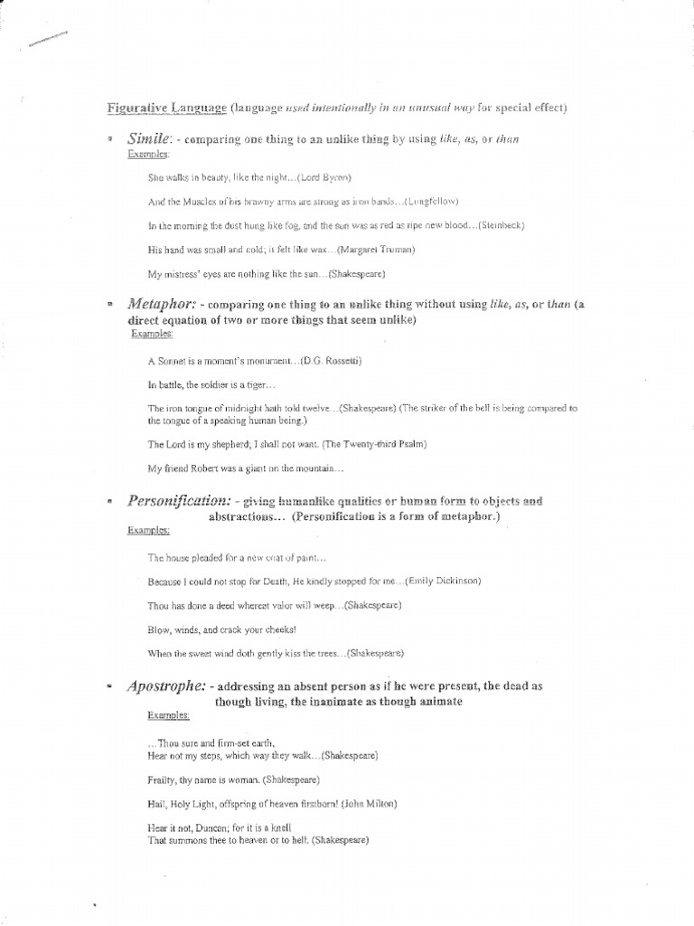 Figurative Language Handout1 | PDF