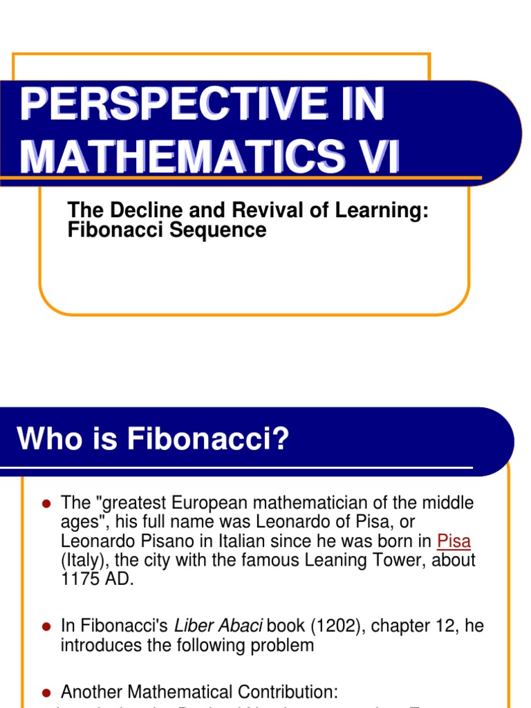 Fibonacci: His Life and Contributions | PDF | Numbers | Teaching ...