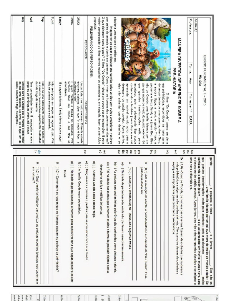 Atividade Croods 5 Ano Hi LP Art | PDF