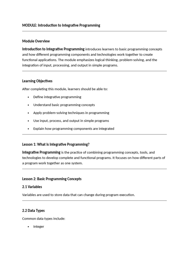 Introduction To Integrative Programming | PDF | Computer Program ...