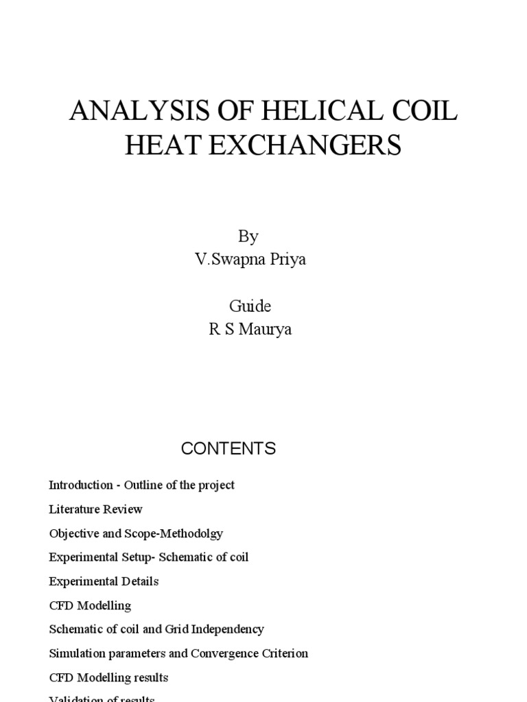 Helical Coil Heat Exchanger Study | PDF | Heat Transfer | Computational ...