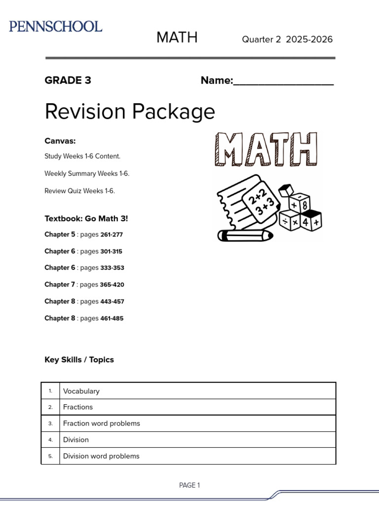 GRADE 3 Mathematics Q2 Revision Package 2025 2026 (110 Copies) | PDF ...