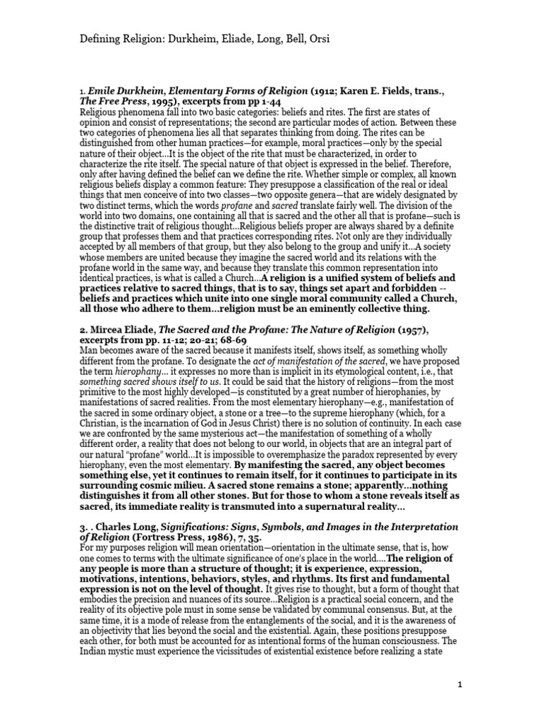 What Is Religion Handout Day 1 | PDF | Rituals | Émile Durkheim