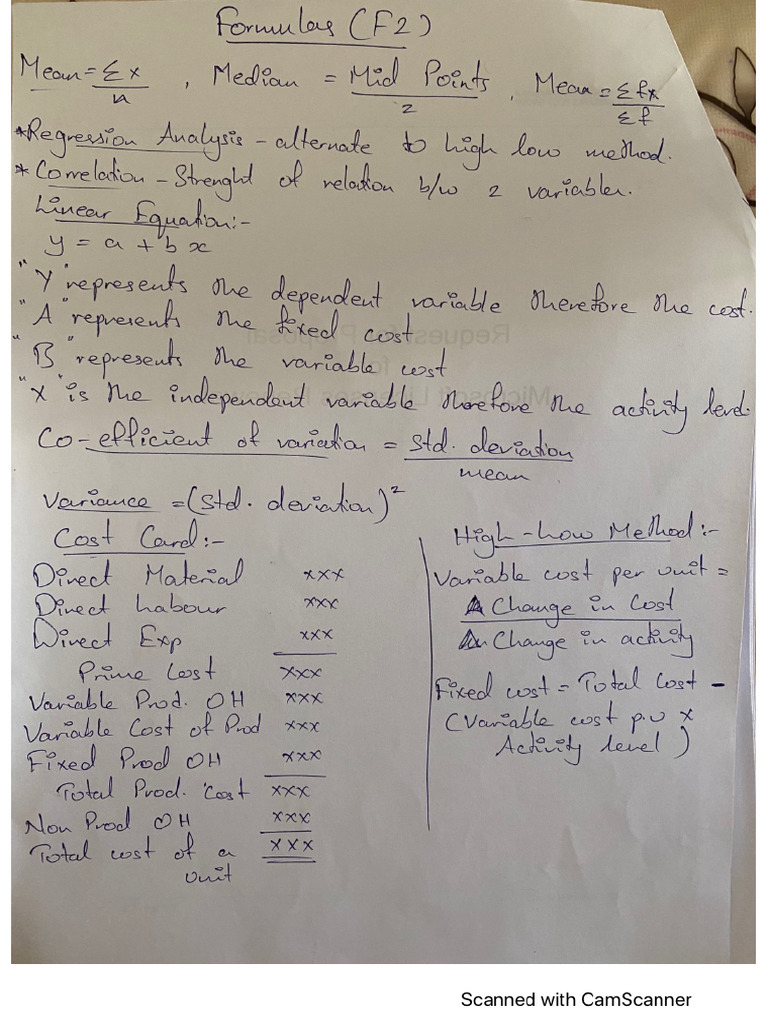 F2 Formulas | PDF