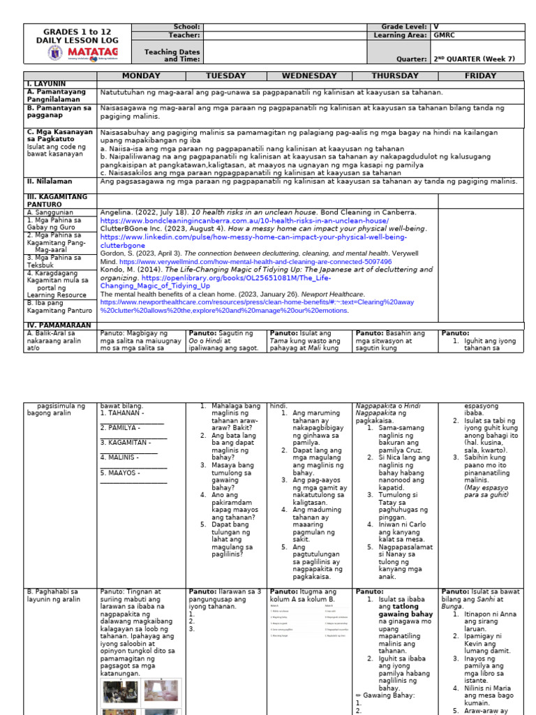 DLL GMRC 5 Q2 W7 | PDF
