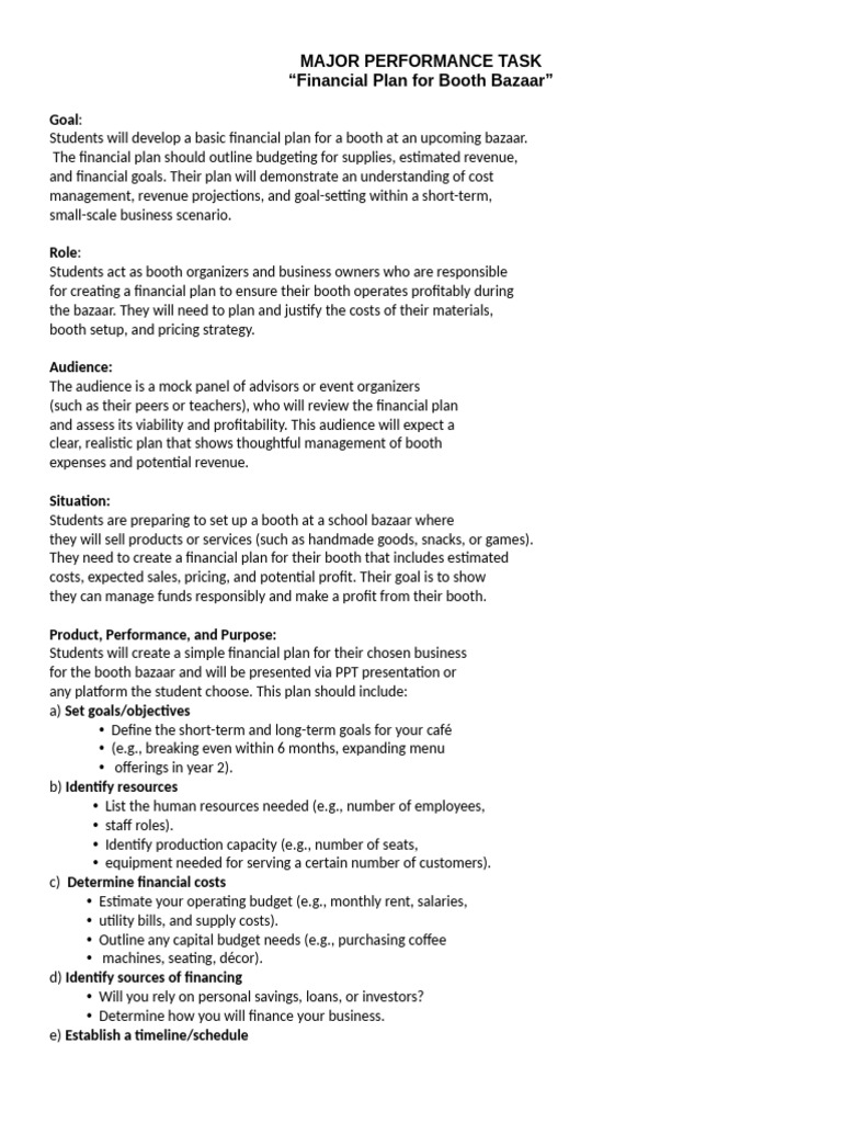 Bus Fin Major Performance Taskfinals | PDF | Budget | Goal Setting