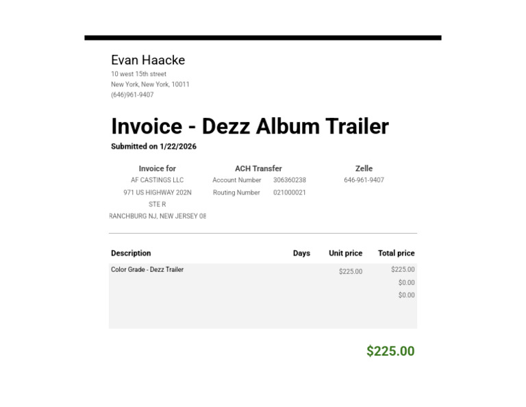 Evan - Dezz Trailer - Invoice (1) | PDF