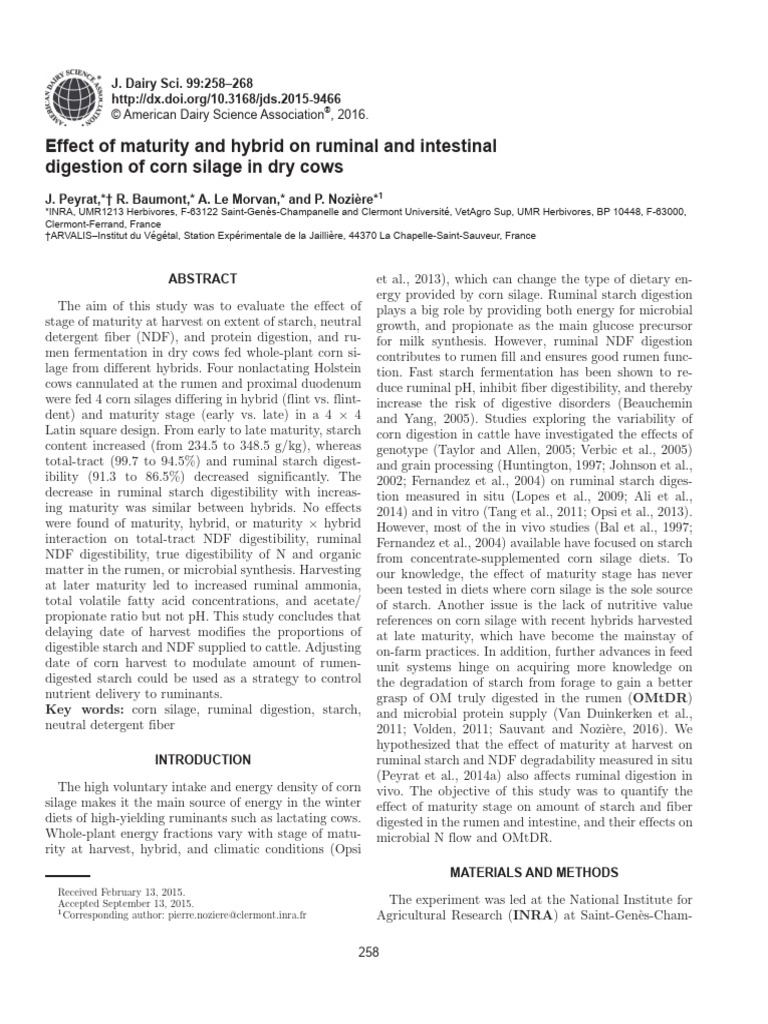 2016 Peyrat | PDF | Maize | Digestion
