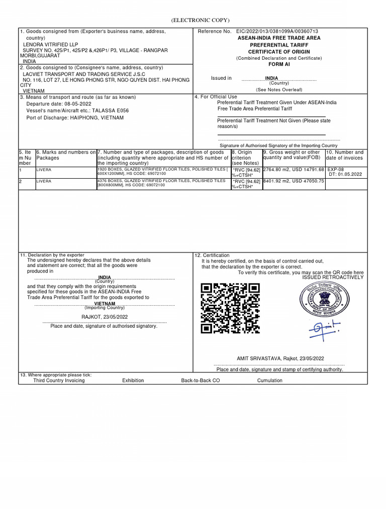 Exp - 08 Form AI | PDF | International Trade | Trade