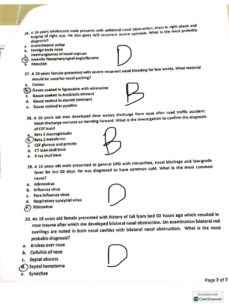 Ent MCQ Paper Solved | PDF