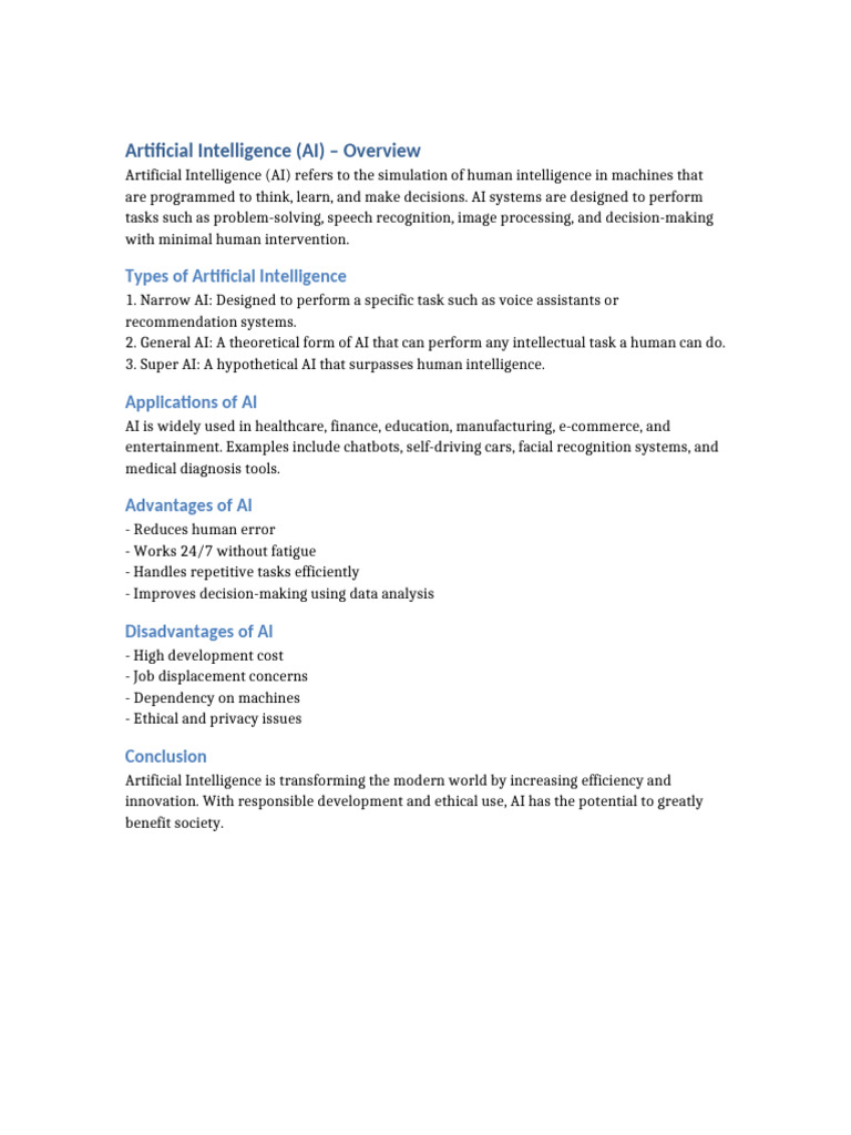 Artificial Intelligence Overview | PDF