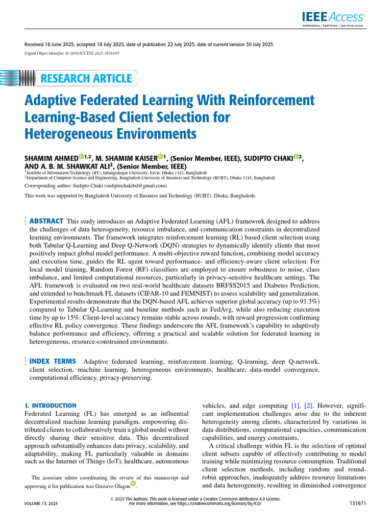 Adaptive Federated Learning With Reinforcement Learning-Based Client ...