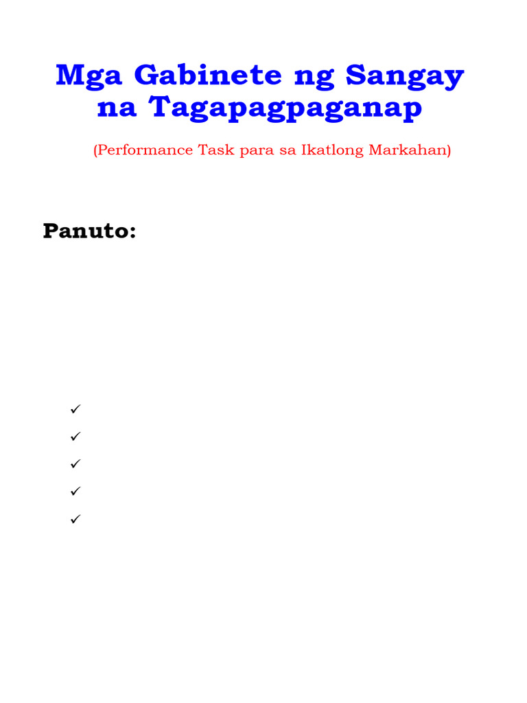 ACTIVITY SHEET - Mga Gabinete - Performance Task 3RD QUARTER | PDF