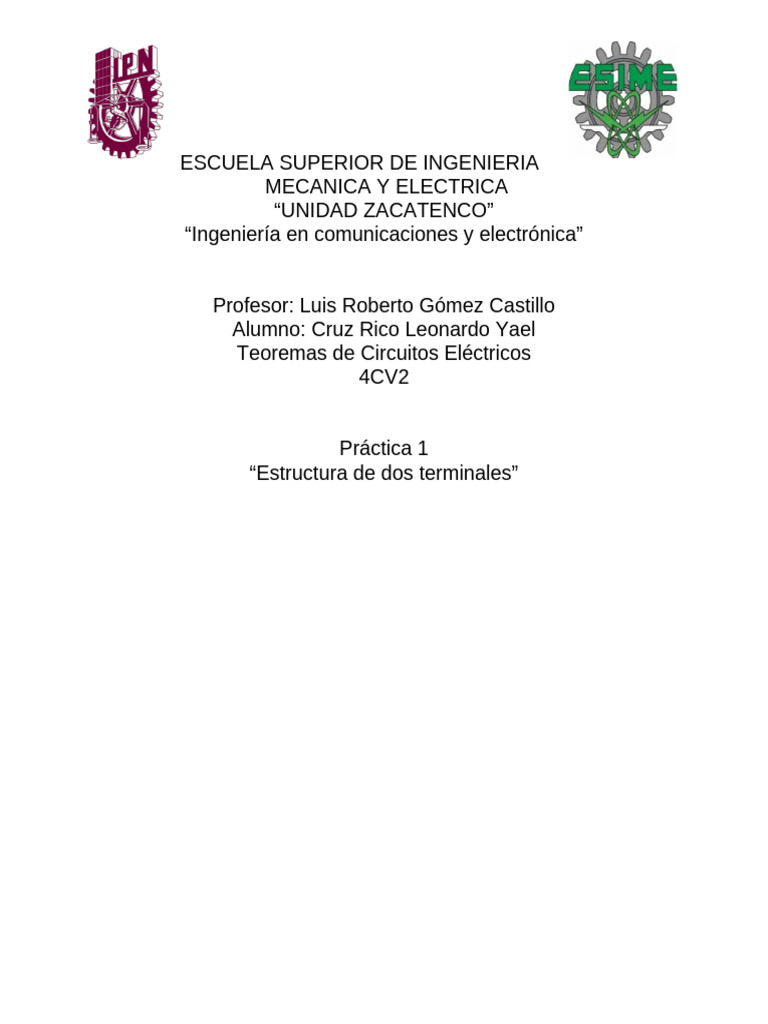 Practica01 teoremas | PDF | Red eléctrica | Electromagnetismo