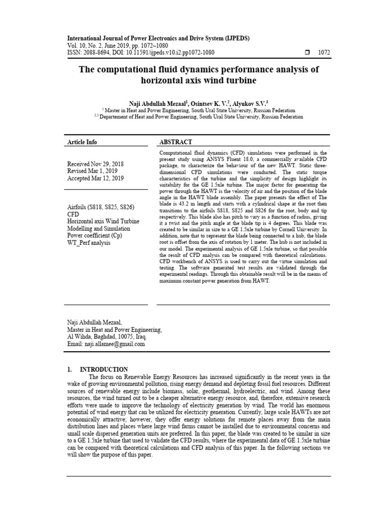 The Computational Fluid Dynamics Performance Analysis of | PDF ...