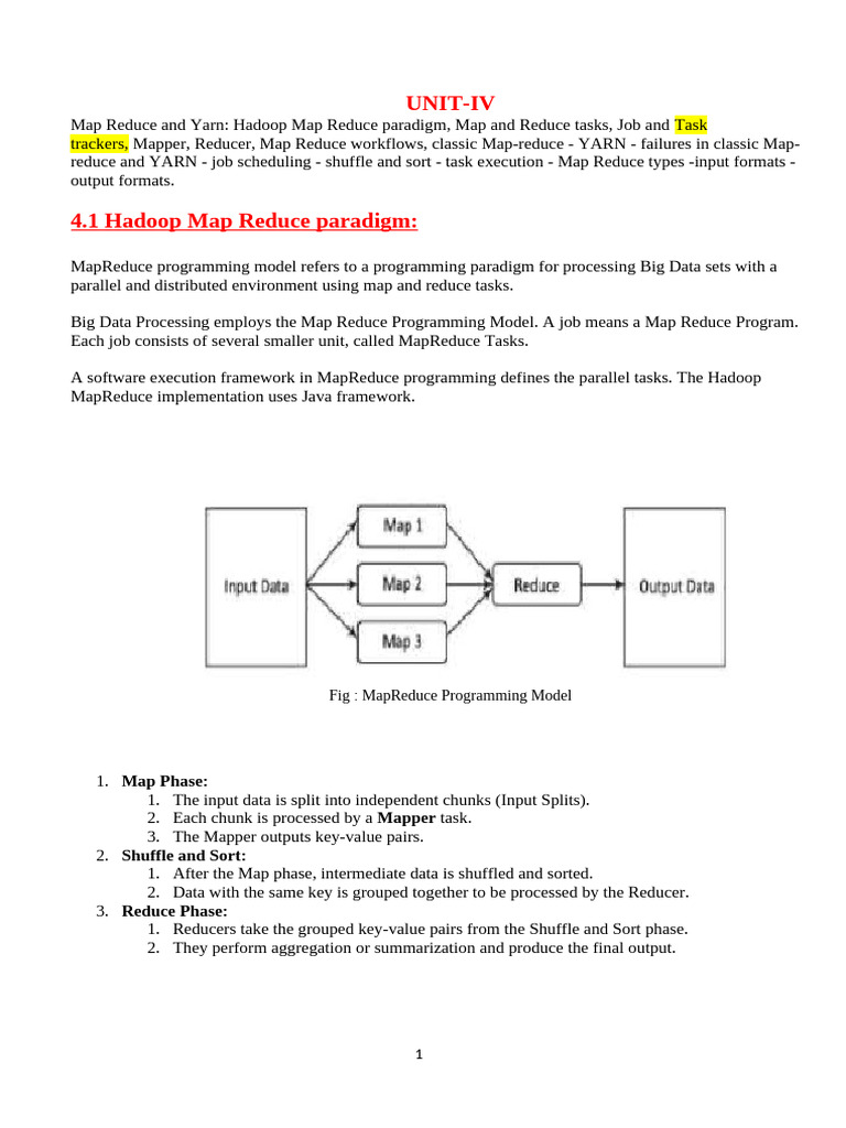 Unit - 4 | PDF | Map Reduce | Apache Hadoop