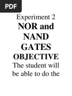 Experiment 2: NOR and Nand Gates