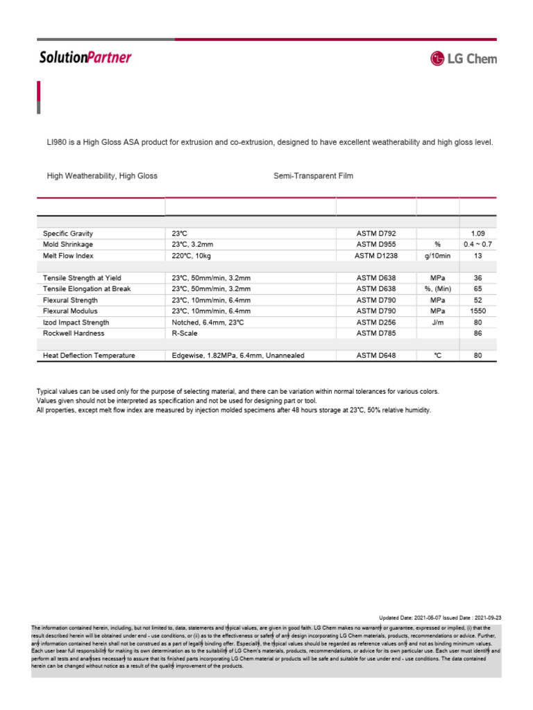 TDS ASTM LI980 Eng 210923 | PDF | Strength Of Materials | Extrusion