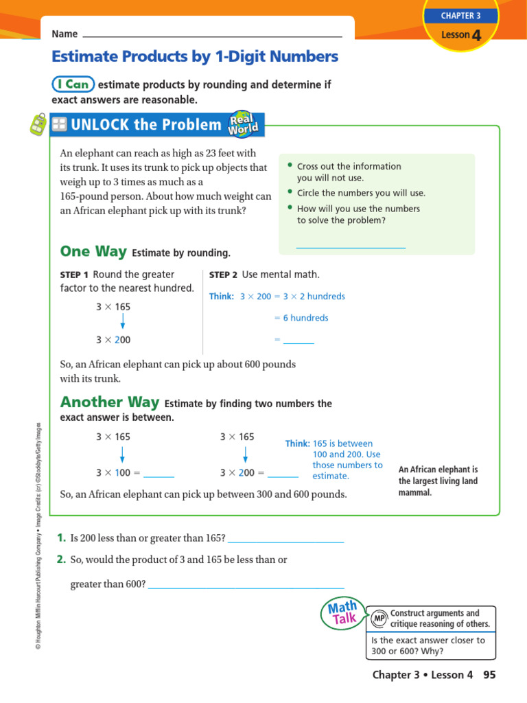 Go Math Grade4 Student Edition Part3 | PDF | Multiplication | Elephant