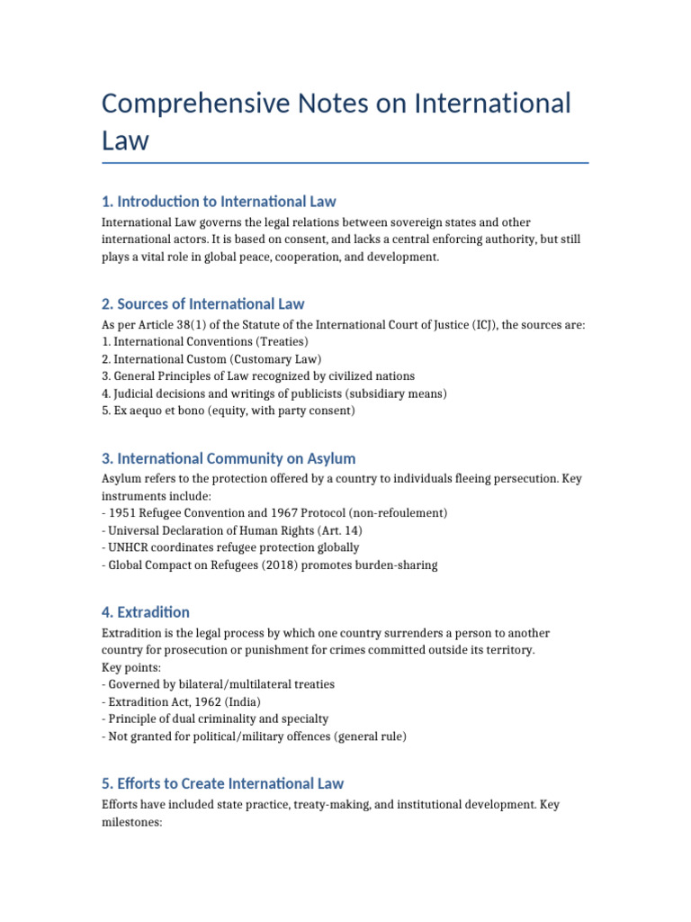 International Law Complete Notes | PDF